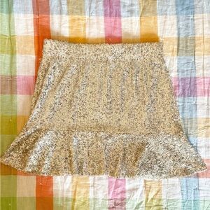 BB Dakota Gold Sequin Ruffle Mini Skirt